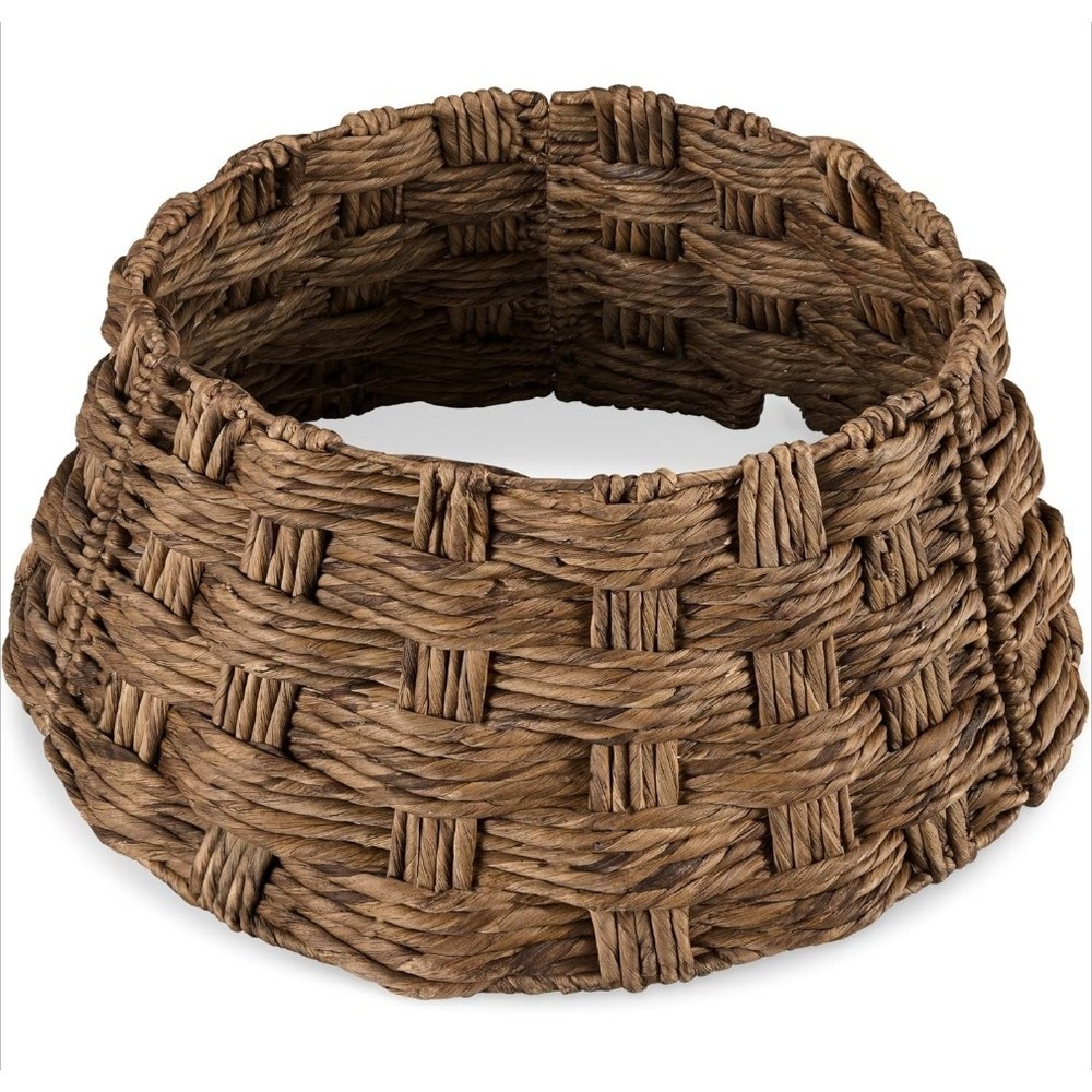 24 In. Basket Woven Hyacinth Christmas Cellulose Tree Collar, Skirt Accessory
